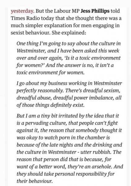 A Tory frontbencher watched porn on his mobile phone in the House of Commons while sitting alongside a female minister