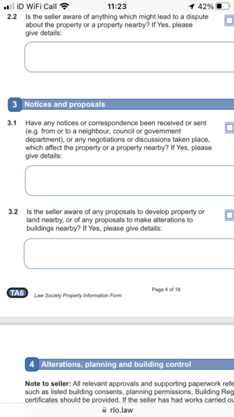 Vendors not disclosing new neighbours planning application