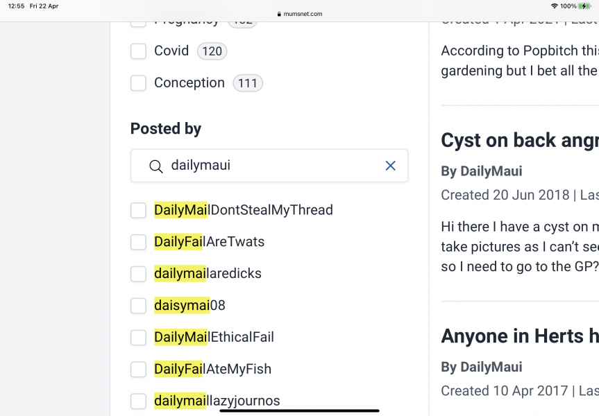 Searching for posts by a user