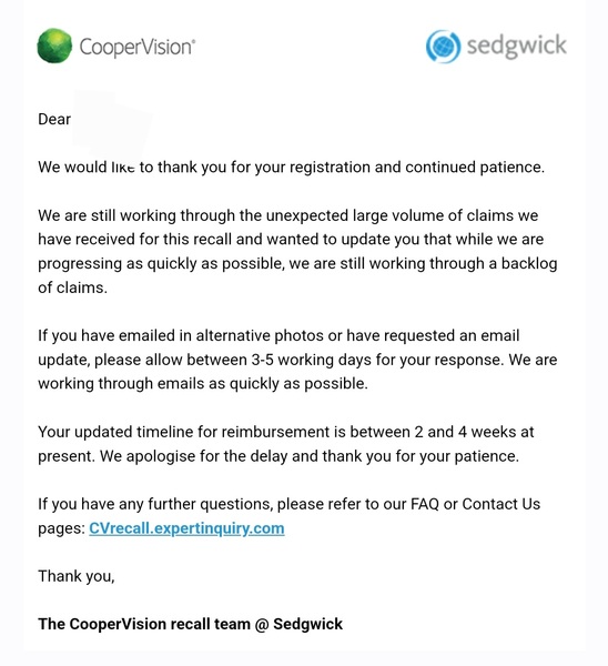 Anyone impacted by Specsavers recall?