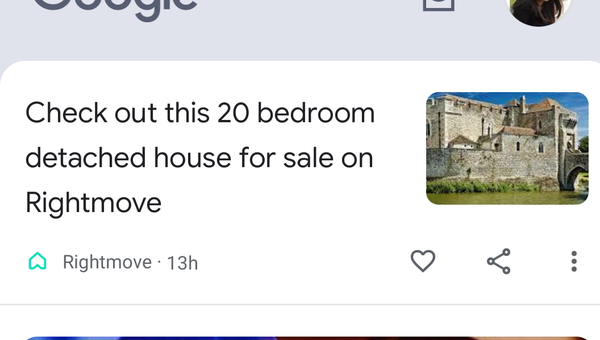 Casual property suggestion in Google recommendations
