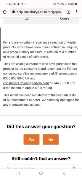Kinder recall- they want to send me a voucher to replace the egg rather than refund me?