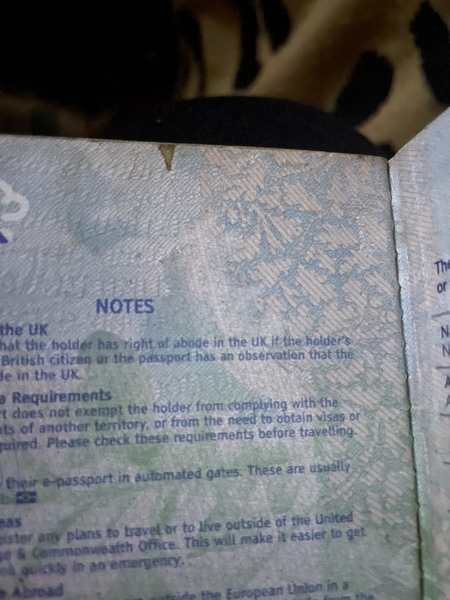 Passport damage