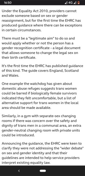 EHRC single sex guidance out