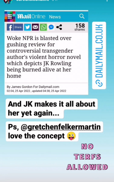 Novel by Trans Woman author features death of JK Rowling, removal of womb from Black Woman