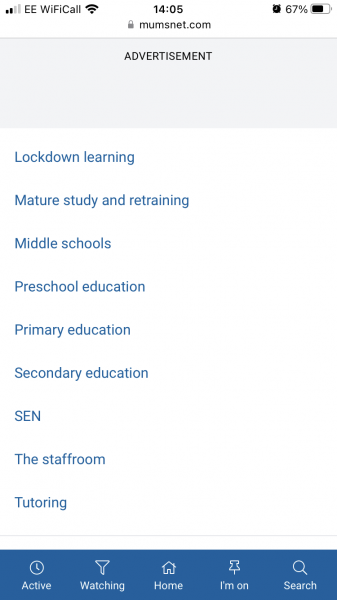 What's in the education section of your topics page?