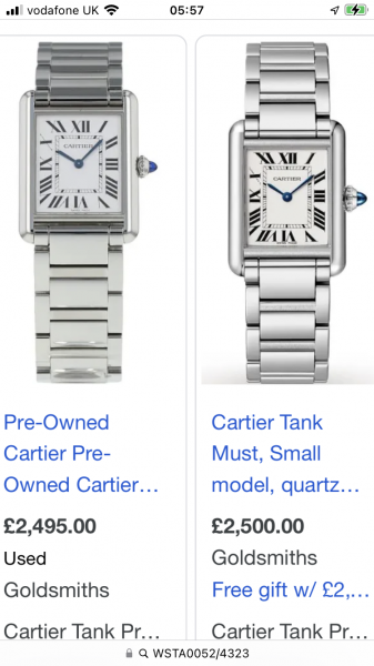 Pre owned watch prices