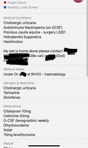 Medical history/diagnoses