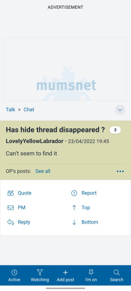 Has hide thread disappeared ? 