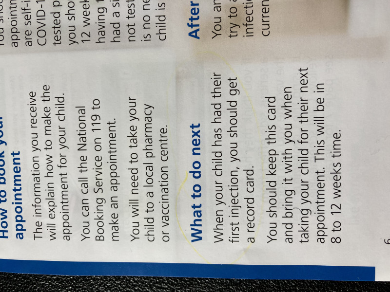 How to get proof that child aged 5-11 has had jab? 