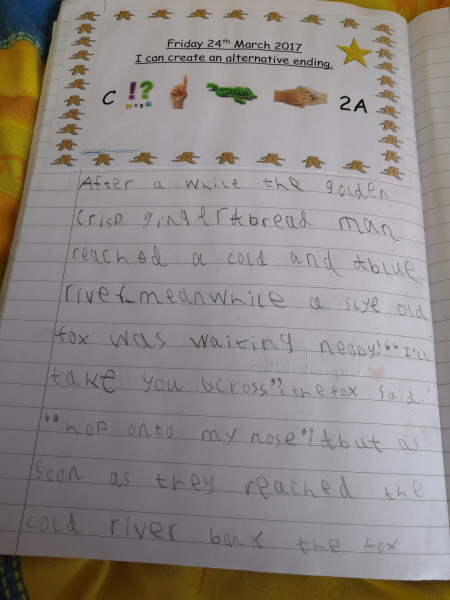 Six year old just learned to write a sentence. 