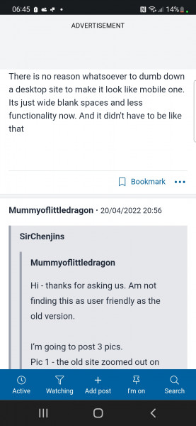 Text too big to read threads quickly