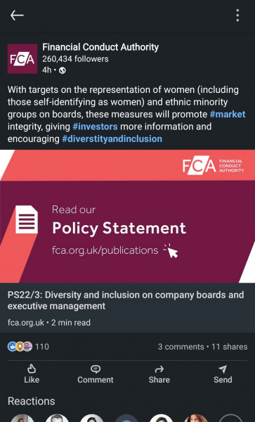 FCA Consultation - Gender Representation on Boards