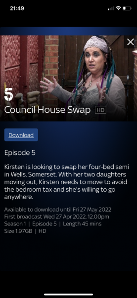 COUNCIL HOUSE SWAP - WED 16th - CH 5 - 9pm. TV PACE