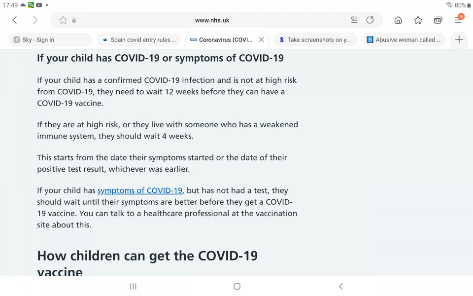 Spain covid entry rules for soon to be 12 yo who will only have had one jab before travel
