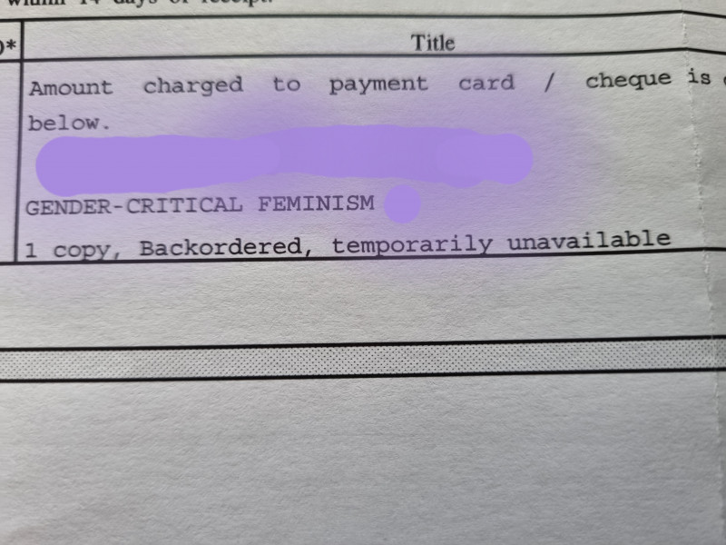 Gender-Critical Feminism - Unfulfilled Order