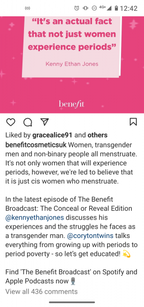 "It's an actual fact that not just women experience periods"