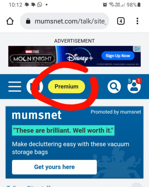 Mumsnet Premium now includes Ads?