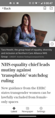 Tara Hewitt Head of 'Equality Diversion & Inclusion' at Northern Care Alliance advising  NHS leaders to ignore EHRCs recent guidance.