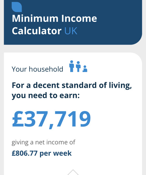 BBC are saying you need a joint salary of 70,000 to avoid poverty