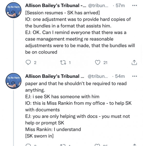 Allison Bailey v Stonewall - Employment Tribunal hearing Thread 6
