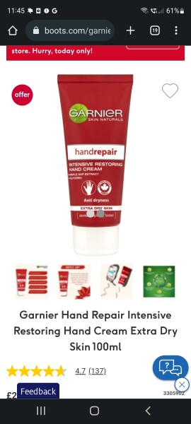 Handcream for dry scaly hands
