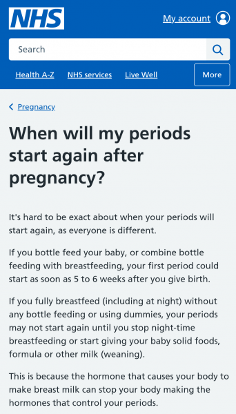 1st Period after pregnancy