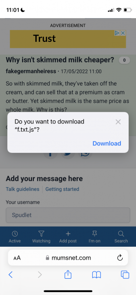 Dodgy download popups