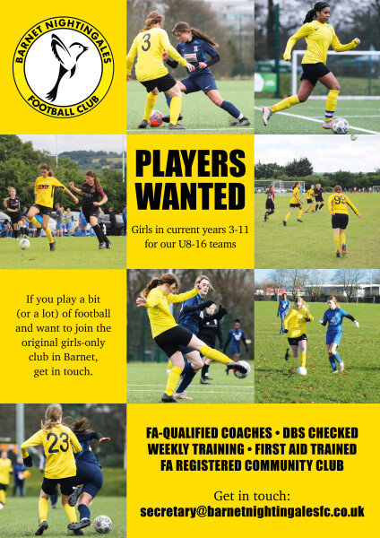 Girls' Football Club in Barnet Looking For New Players