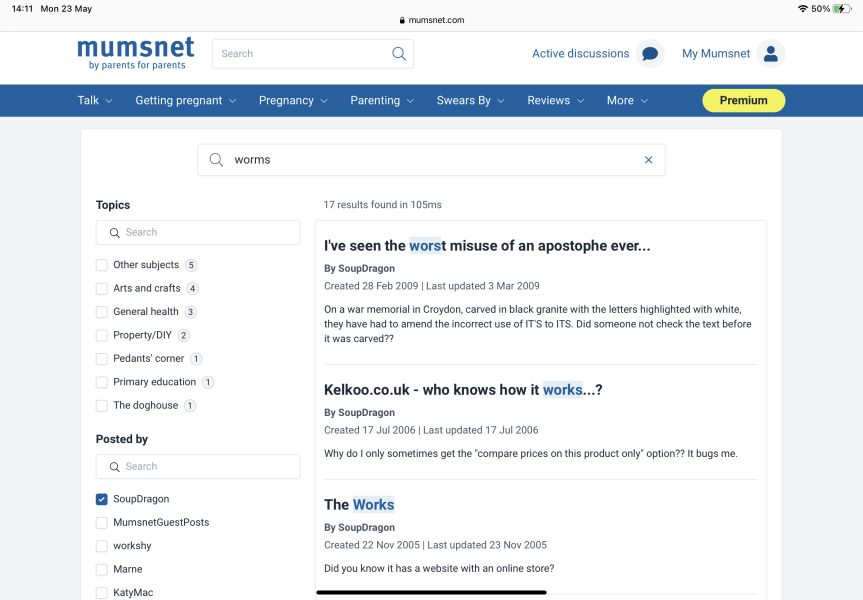 New "Improved" search, more whinging.