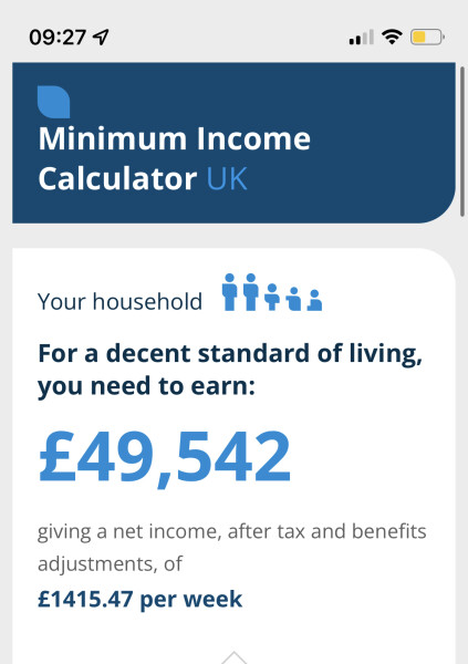 BBC are saying you need a joint salary of 70,000 to avoid poverty