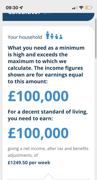 BBC are saying you need a joint salary of 70,000 to avoid poverty