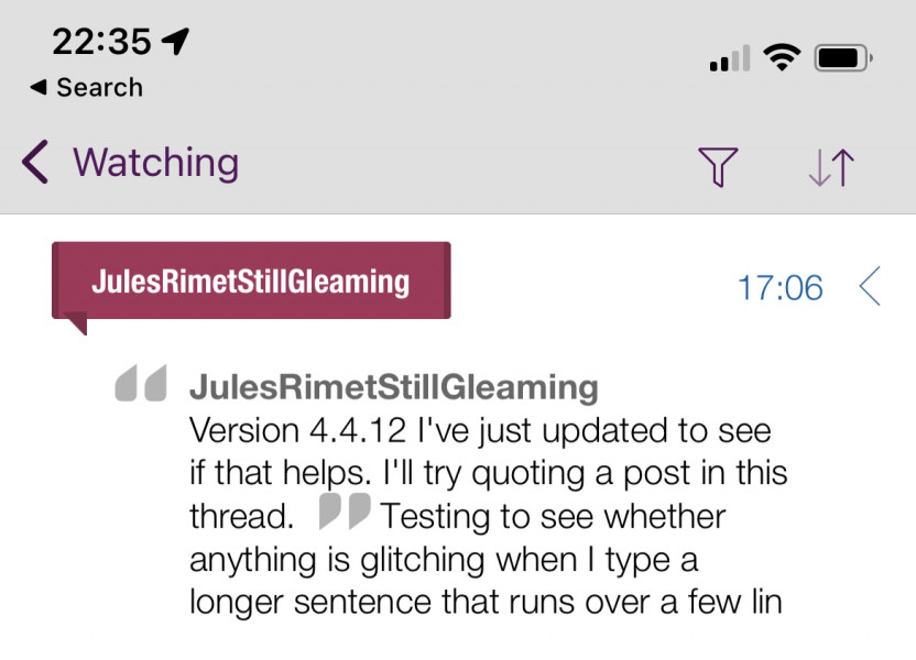 Quote function not working on app