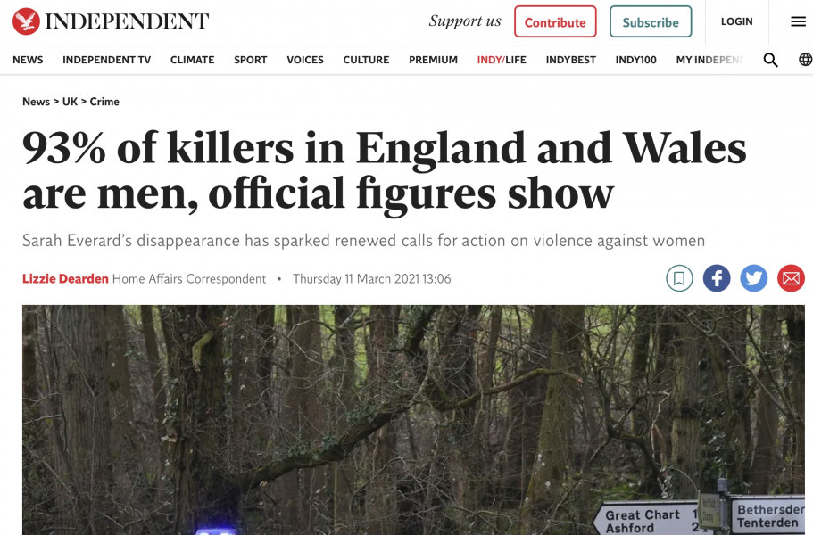 To think male violence will never end?