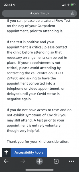 Ok to attend outpatient appointment 