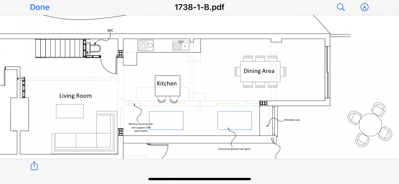 Sky light size in flat roof- plan attached