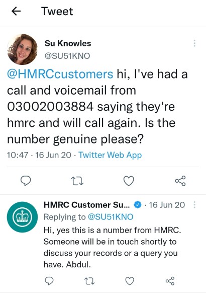 Scam call but shows up as coming from tax credits number on my phone