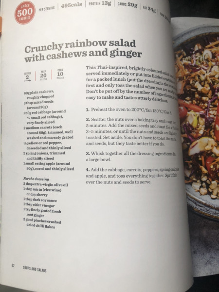 Rainbow salad with cashew nuts and ginger