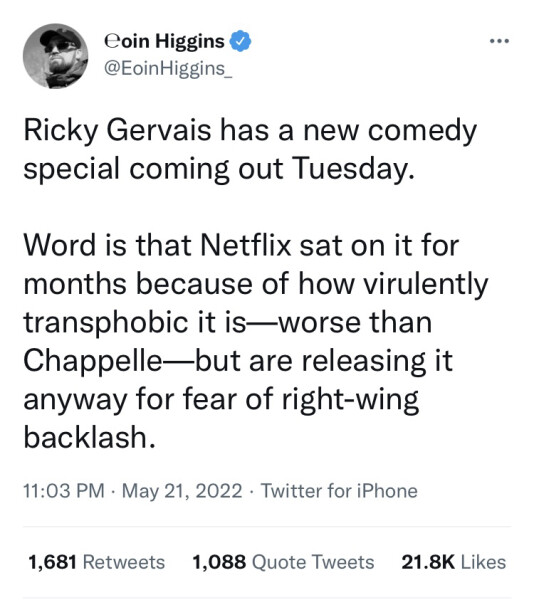 Cue outrage: Gervais' new Netflix special just dropped. 