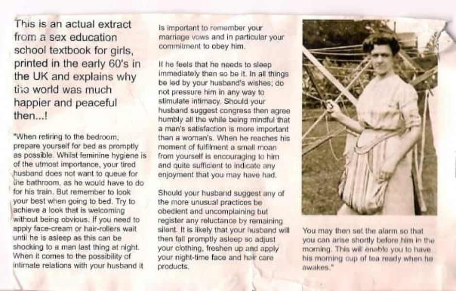 Looking after your man guide, omg if true.