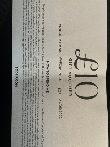 Anyone got a £10 off code from Boden they're not going to use