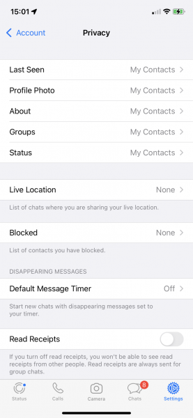 Is there a way to stop me showing “online” on WhatsApp?