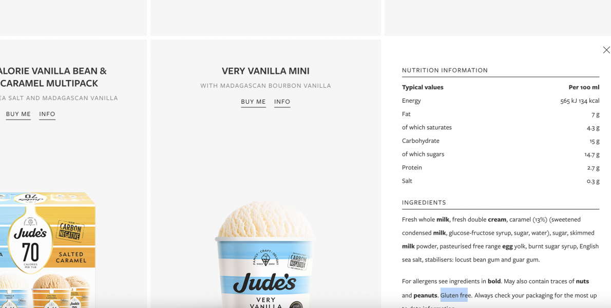 To be annoyed that Jude's ice cream have gone mostly vegan and are no longer gluten free?