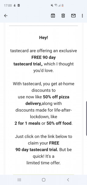 Free 90 day taste card