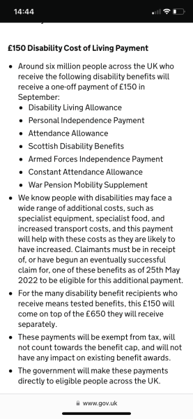 Some families to get a total of £1,200 cash, to support with cost of living crisis.
