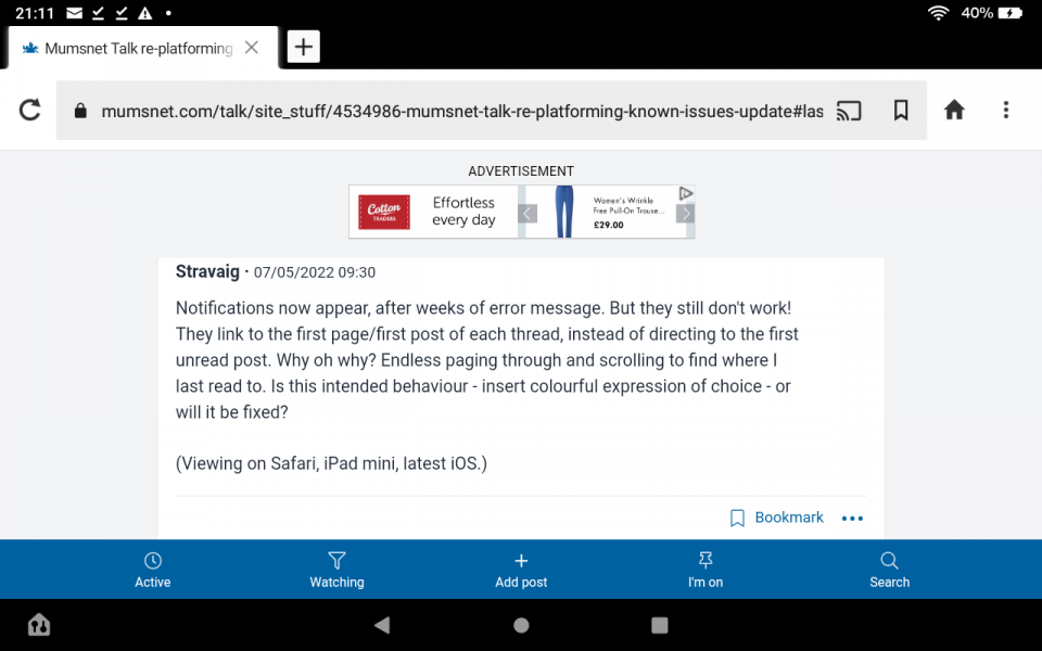 Mumsnet Talk re-platforming - Known issues update 
