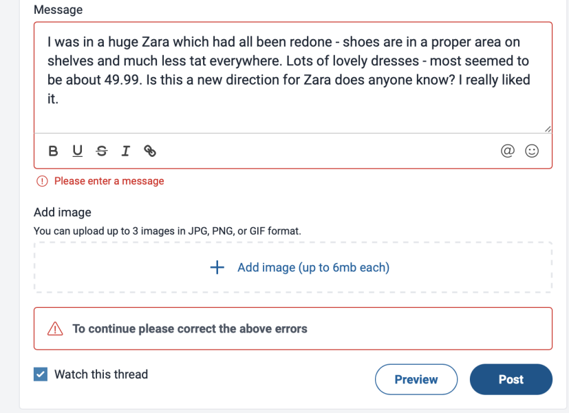 Getting red writing saying error when trying to post 