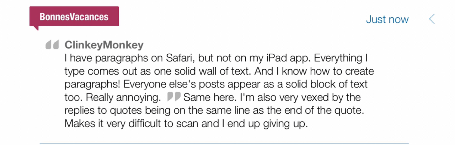 See you later people - the no paragraphs is the kick I needed!