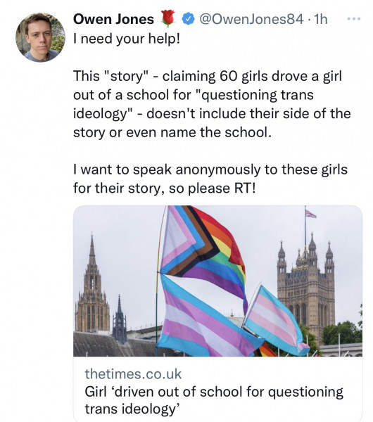 Times: Girl ‘driven out of school for questioning trans ideology’
