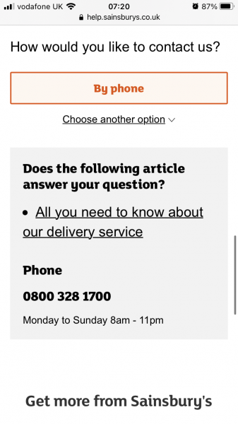 URGENT - can you cancel a Sainsbury's delivery on the day?